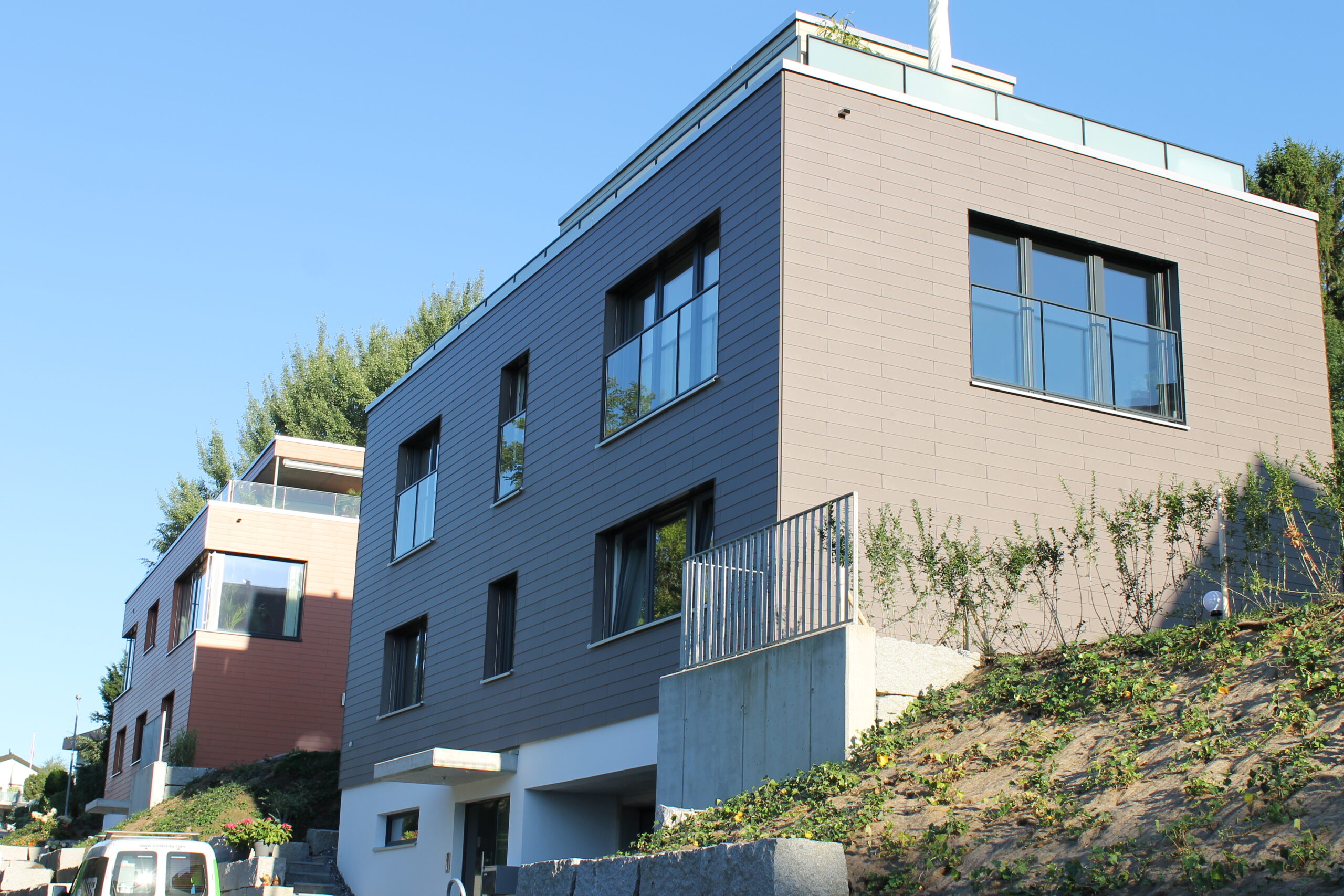 Fassade Mehrfamilienhäuser mit Flachdach